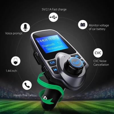 Bluetooth FM Transmitter Car FM Transmitter Car Kit Hands Free with USB Audio MP3 Player for iPhone,Android Phones