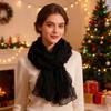 Women Pleated Scarf Thickened Weave Autumn Winter Scarf Solid Color Breathable Shawl Headscarf Outfit Accessories
