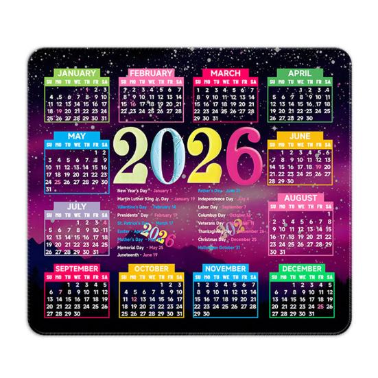 2026 Calendar Mouse Pad Rectangle Waterproof Home Office Gaming Computer Laptop Mousepad Desk Mat with Non-slip Rubber Base PC Accessories