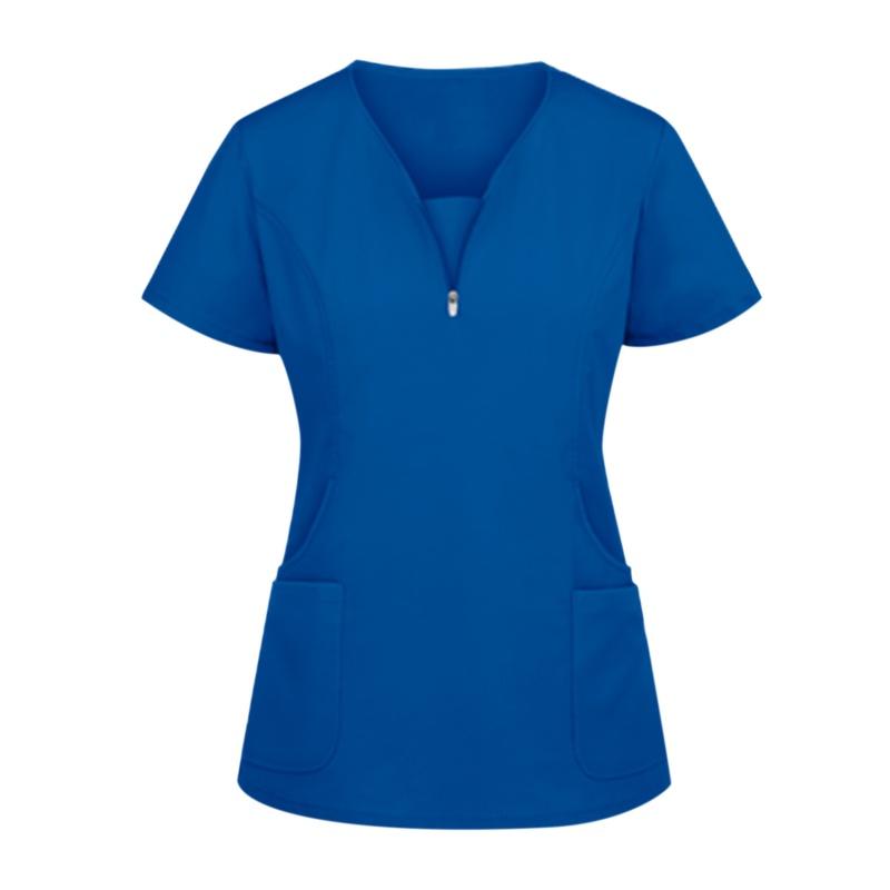 Nurse Uniform for Men Women Nursing Short Sleeve V-neck Blouse Scrubs Tops with Pocket Working Protective Clothes
