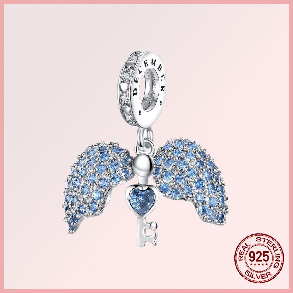 Sparkling Pavé Angel Wings Copper Dangle Charms Fit Original Bracelet Beads Jewelry Gift Diy