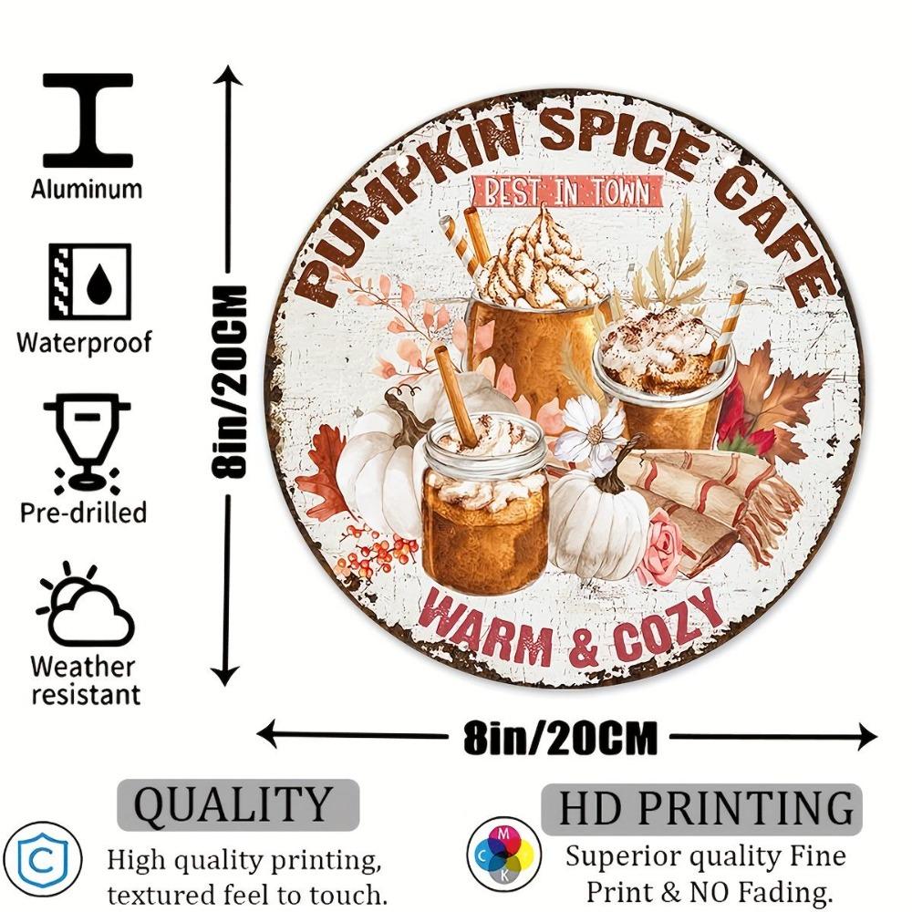 Autumn Style Pumpkin Spice Cafe Vintage Tin Sign 20x20cm