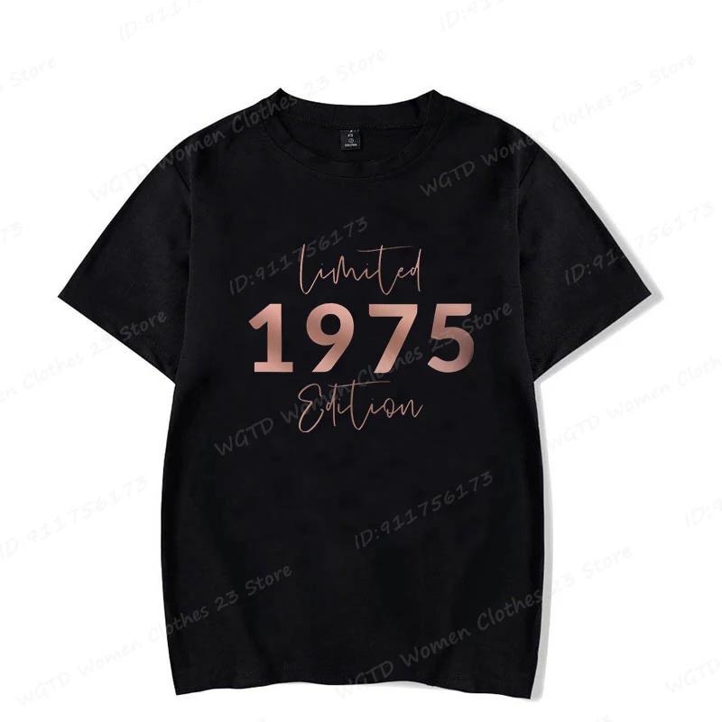 1975 Retro Limited Edition Digital Print Harajuku TShirt Summer Spring Womens Casual Short Sleeve Street Round Neck Top