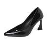 Fashion French Black Heels Fashion 2025 Sexy New Pointed Toe Patent Leather Single