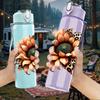 1PC Leopard Sunflower Bloom Graphic,750ml Color Plastic Sports Water Bottle,Leakproof Flip Straw Lid,Suitable for Sports Office Home Use
