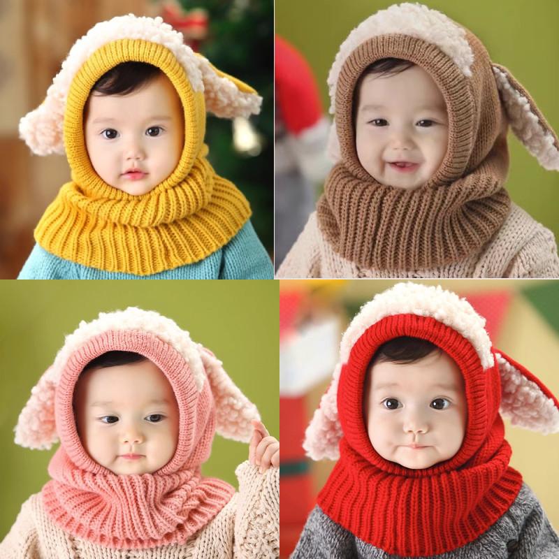 Knitted Ears Dog Cap With Scarf Autumn Winter Keep Warm Hat Fashion Breathable
