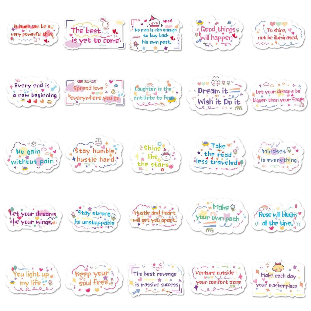 Set of 100 Inspirational Mental Health Stickers: Waterproof, Motivational English Quotes for DIY Projects & Decor