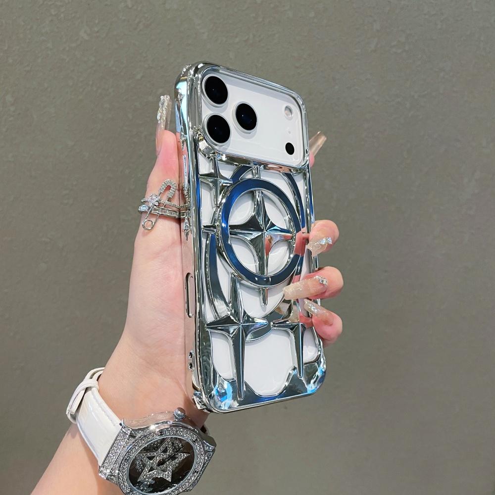

3D Star Hollow Electroplating Case for iPhone 17 Air 16 15 14 13 12 Pro Max Plus Glossy Cooling Dissipate Heat Phone Capa iPhone17 Pro