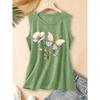 2026 Vintage Distressed Fine Feather Love Parrot Print Women Sleeveless Vest Round Neck Daily Commute Spring Summer Autumn Casual Tank Top