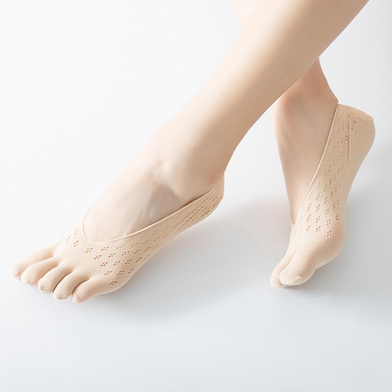 Velvet Women's Breathable Mesh Low-Cut Five-Finger Lace Socks