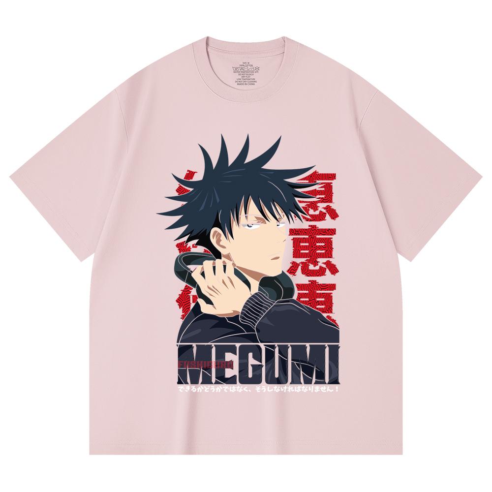 230 Gsm 100% Cotton Jujutsu Kaisen V38 Megumi Print Unisex Heavy Cotton T Shirt