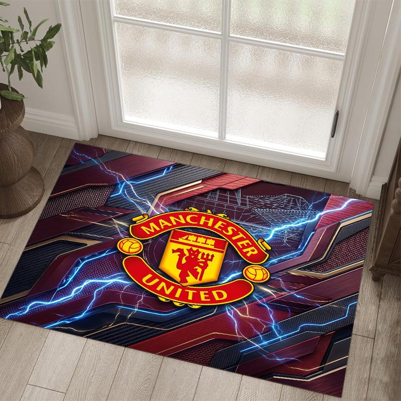 Manchester United Design Kristall Samt Teppich Gemütlich Nicht?Rutschfester Teppich mit Aufdruck für Schlafzimmer Wohnzimmer Eingang
