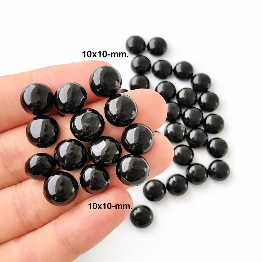 Black Onyx Round Cabochon – 10x10 mm Smooth Flat Back Gemstone for Jewelry Making