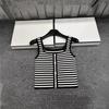 Xiangjia Striped Square Neck Knit Vest - Slim Fit Summer Top