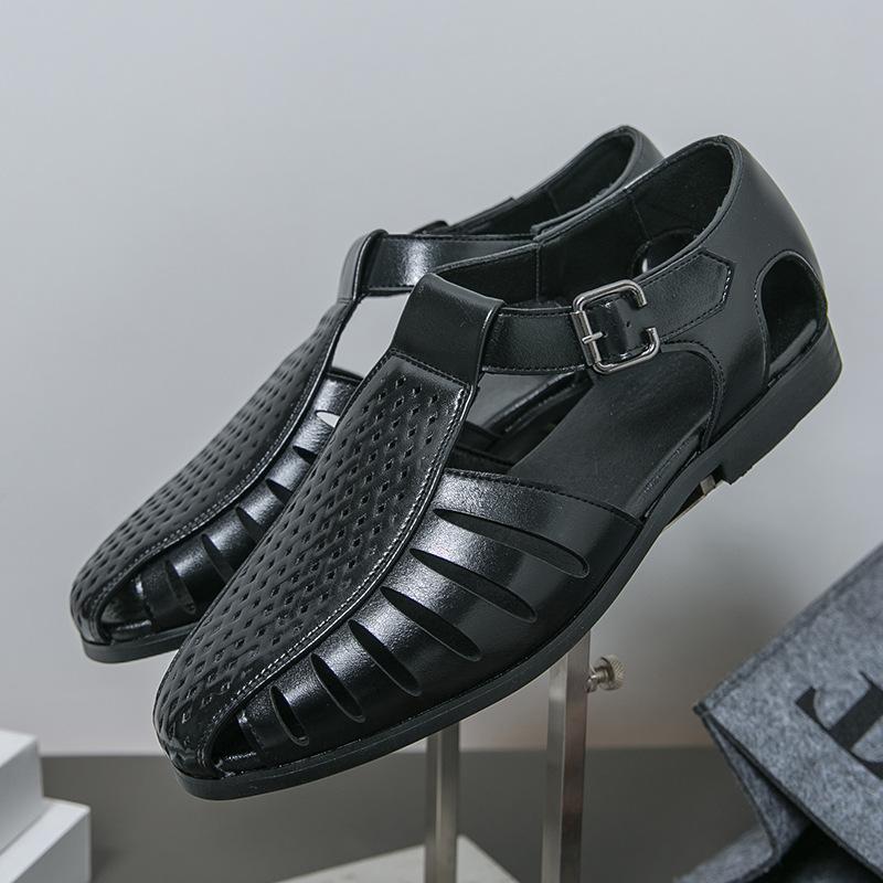 Men's Sandals Large Size Summer New Hollow Leather Shoes Fashion Foreign Trade Men's Trend Casual Leather Sandals Men