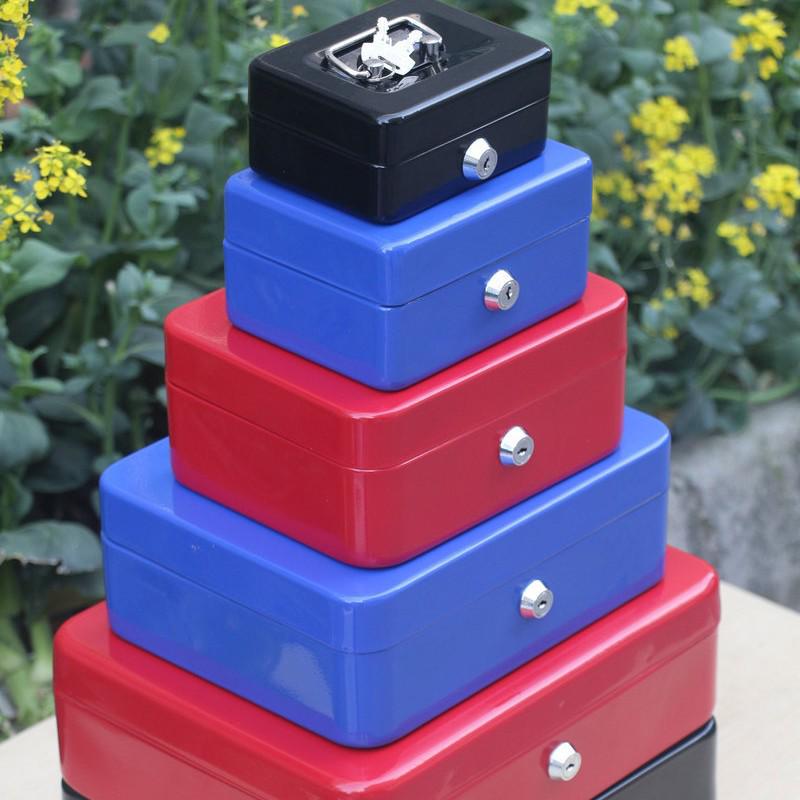 Compact Metal Cash Box with Lock for Coins and Bills