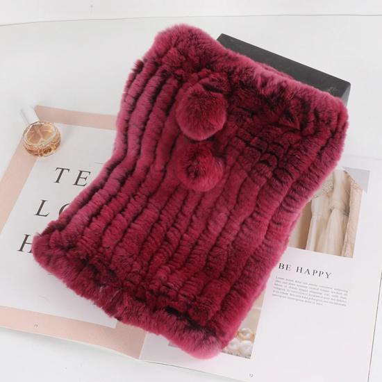 New lady real rex rabbit fur hat Natural warm rex rabbit fur hat scarf Women hand knitted soft real rabbit fur caps scarves