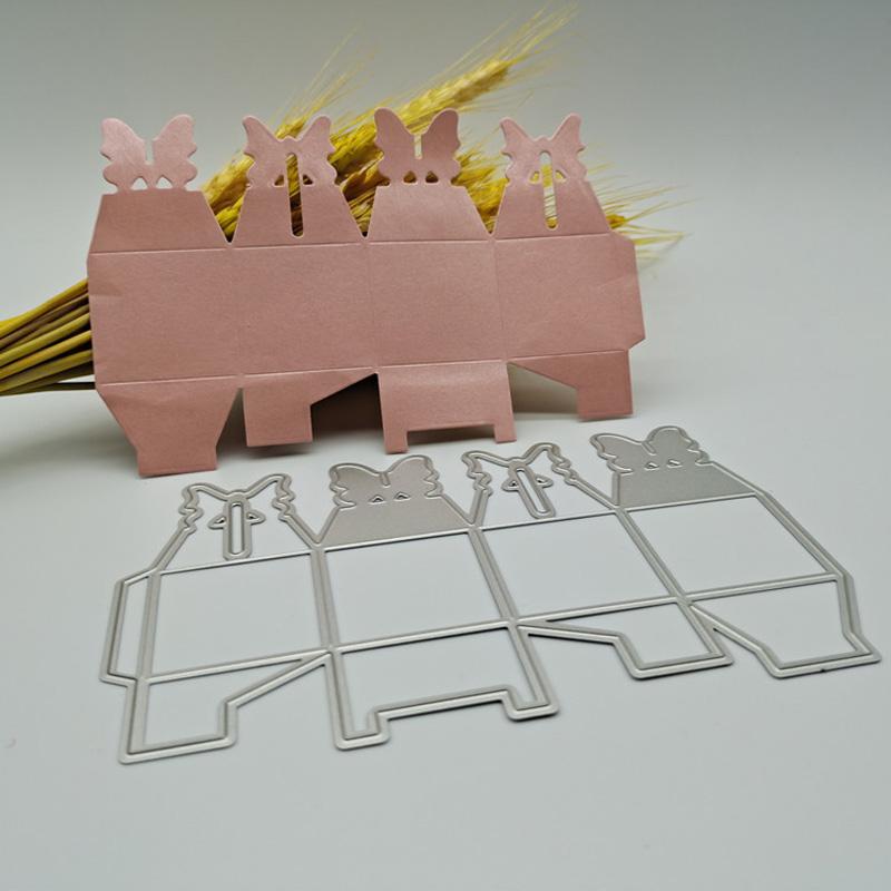 Hollow Out Butterfly Box Kovová embosovací šablona Vyřezávací raznice pro kutily Scrapbooking Papírová razítka pro embosování karet Craft Decor