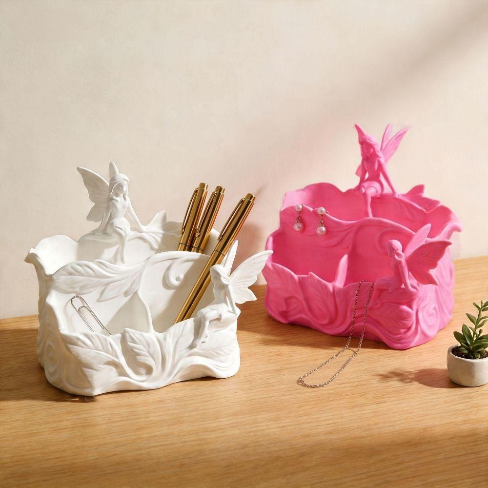 Multi-functional 3D Printed Elf Storage Box Cute Multi Grid Makeup Brush Holder Decorative Plastic Desktop Storage Box Office