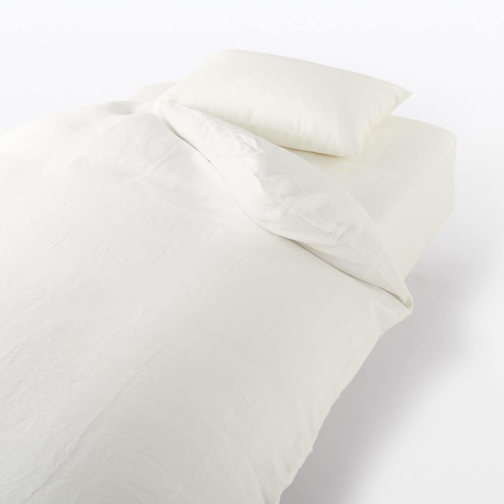 MUJI Pościel Lniana Płócienna Poszwa na Kołdrę 150 x 210 84744532, Pojedyncza, cm, Kremowy Biały,