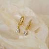 Dainty Gold Color Drop Earrings Female Graceful Bright Drop-shaped Zirconia Pendant Accessories for Engagement Party