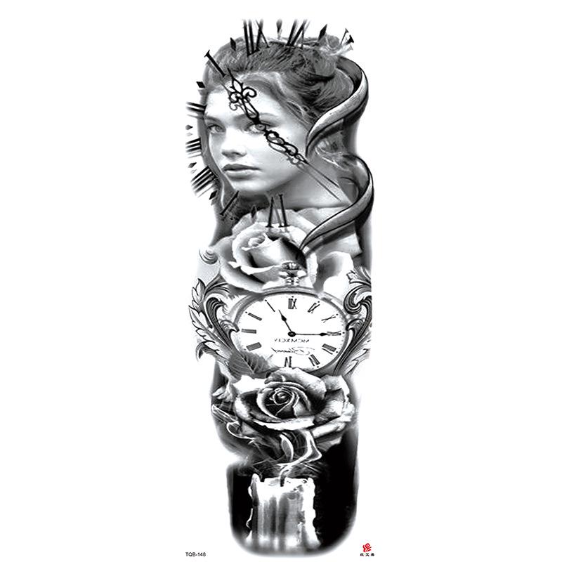 Waterdichte tattoo stickers voor de hele arm: Jezus, Maagd Maria, Kroon, Leeuw-ontwerp