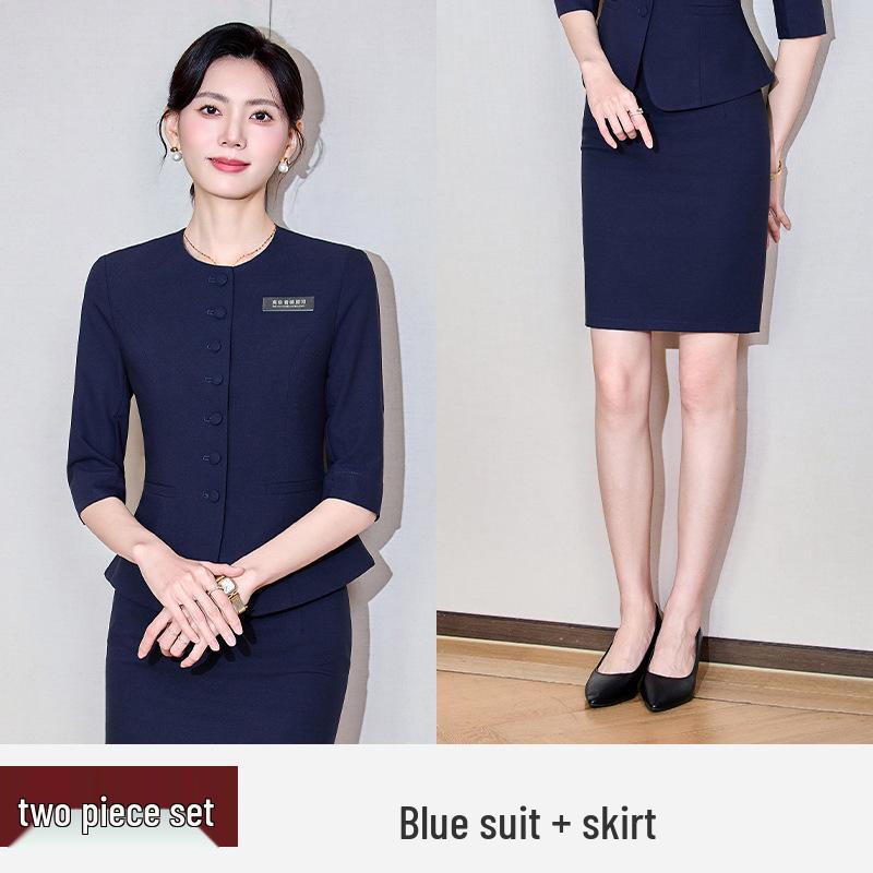 Women's Mid-Sleeve Professional Two-Piece Set for Spring/Summer/Autumn