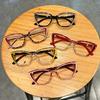 Fashion Cat Eye Glasses Transparent Retro Color Block Splicing Decorative Eyewear for Women Computer Use