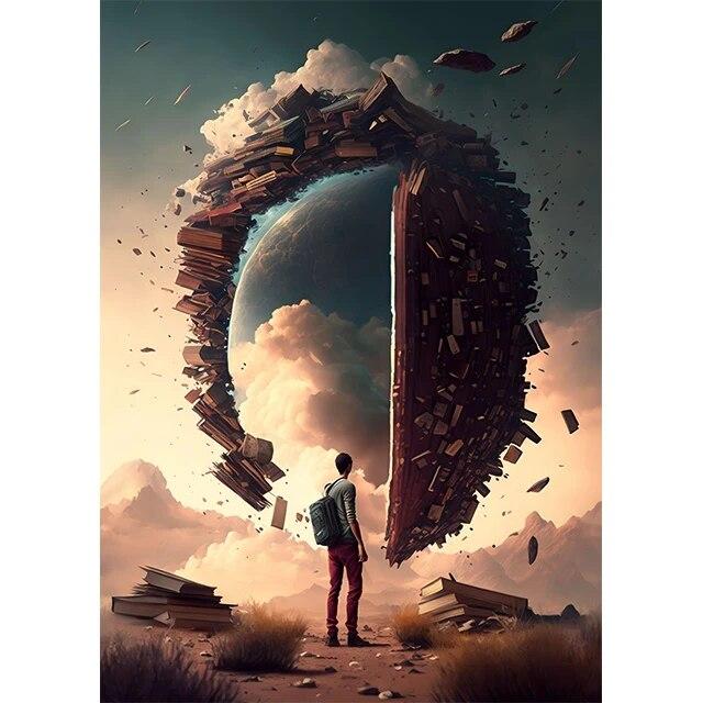 Abstract Fantasy Adventure In A Book Prints Poster Canvas Painting Modern Wall Art Pictures For Living Room Bedroom Home Decor No Frame