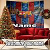 Vlastní jméno Personalizovaná Tapiserie s potiskem Fotbalového Klubu Barcelona, Nástěnná Dekorace, Ložnice, Kolej, Byt, Obývací Pokoj, Pozadí na Večírek, Dárek k Narozeninám
