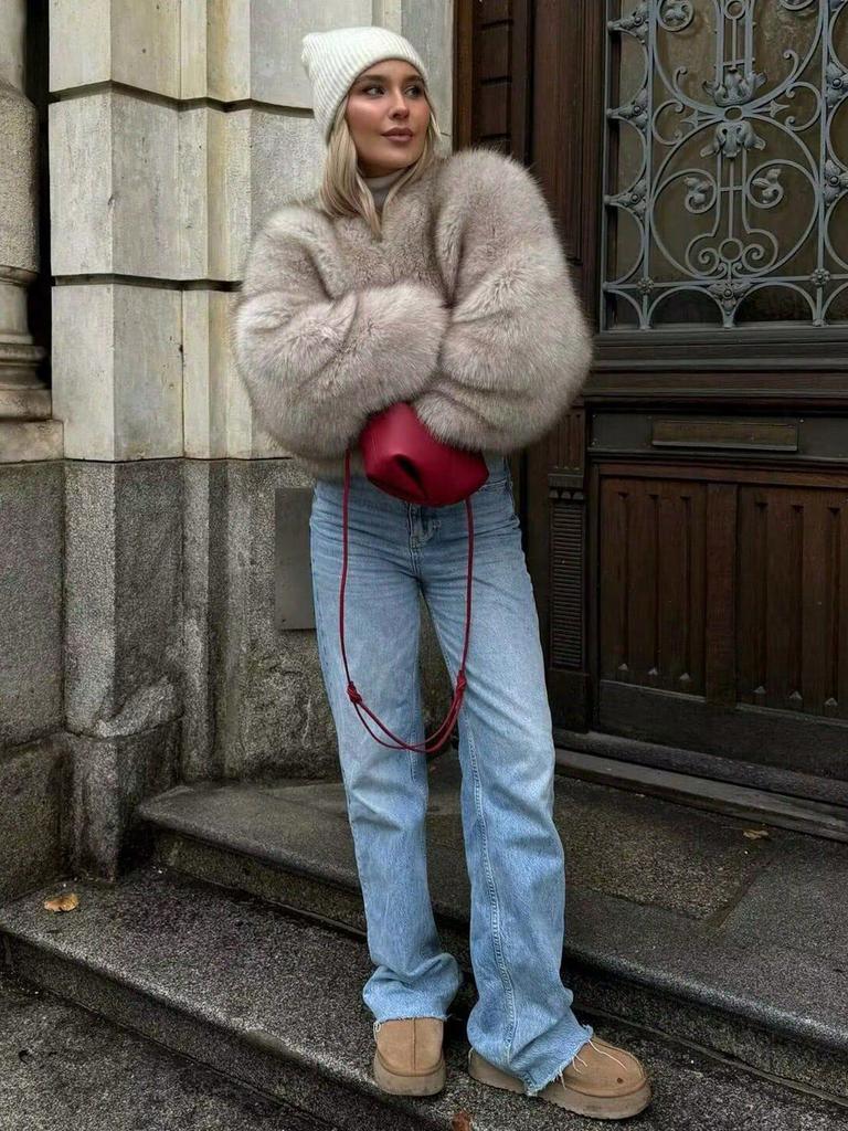 INS High-End Women's Faux Fur Fluffy Coat - Autumn/Winter Loose Warm Cardigan