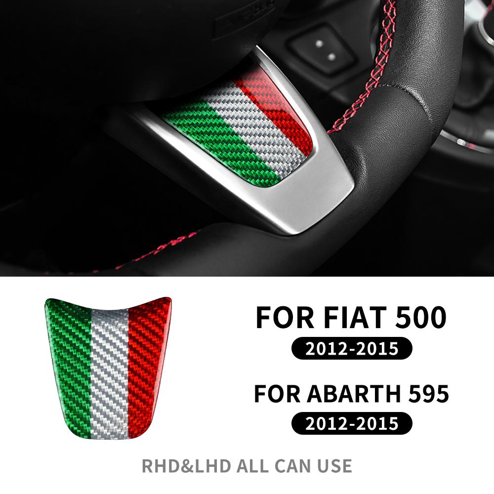 

Real Hard Carbon Fiber Steering Wheel Bottom Cover for Fiat 500 Abarth 595 2012 2013 2014 2015 Car Interior Trim Accessories Bottom Tricolor