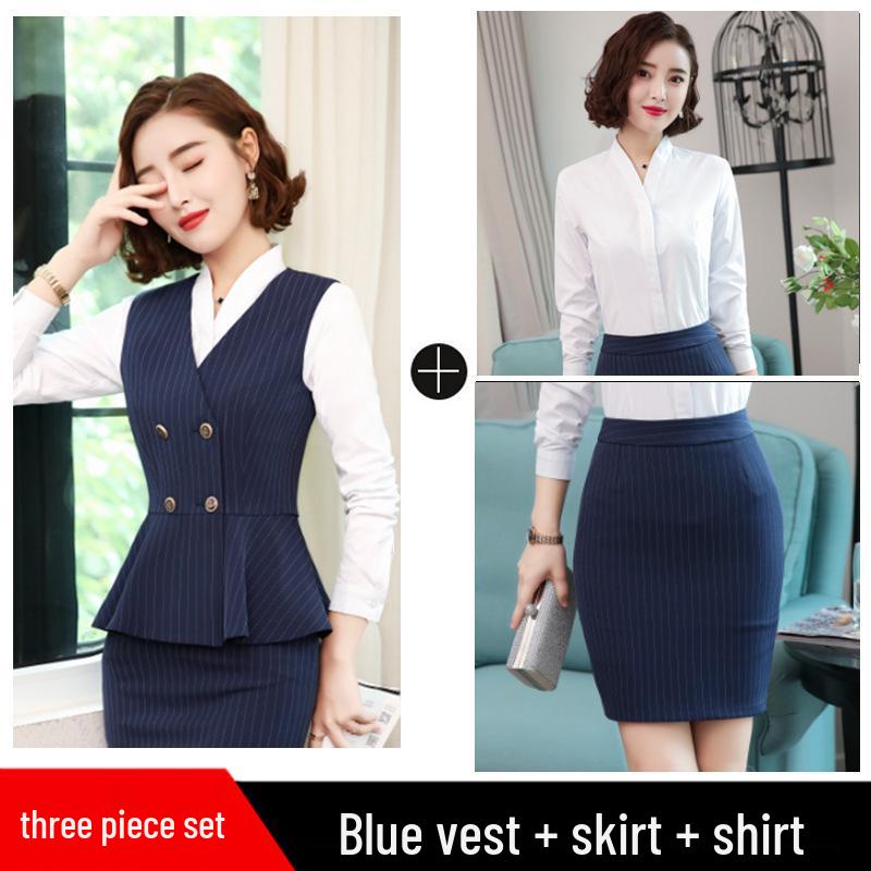 2025 Stylish Luxury Striped Suit Set: Slimming Professional Aviation & Rail Crew Uniform