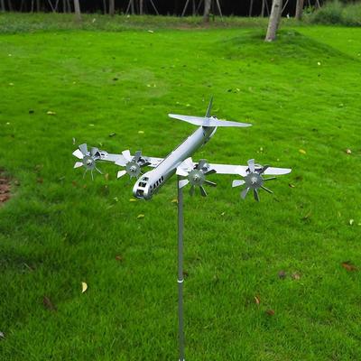 Wind Spinner Metal Creative Housewarming Gift Sturdy Airplane Wind Sculpture Ornament for Courtyard Outside Garden Yard Patio