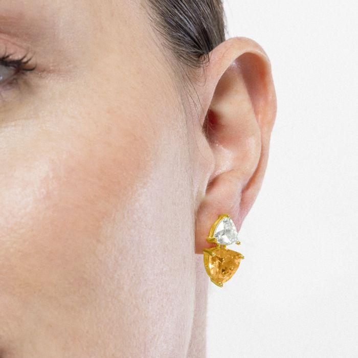Boucles d'oreilles Luxenter en argent 925 et Padparadscha finies en or jaune 18k - Simtul