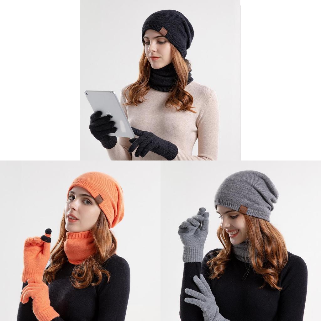 Knitted Winter Hat Scarf Gloves Set With Breathable Warmth For Teen Adults