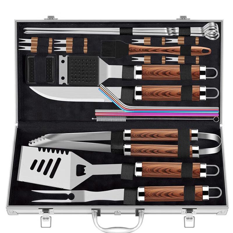 OEING 24-Piece BBQ Tool Set with Portable Aluminum Case