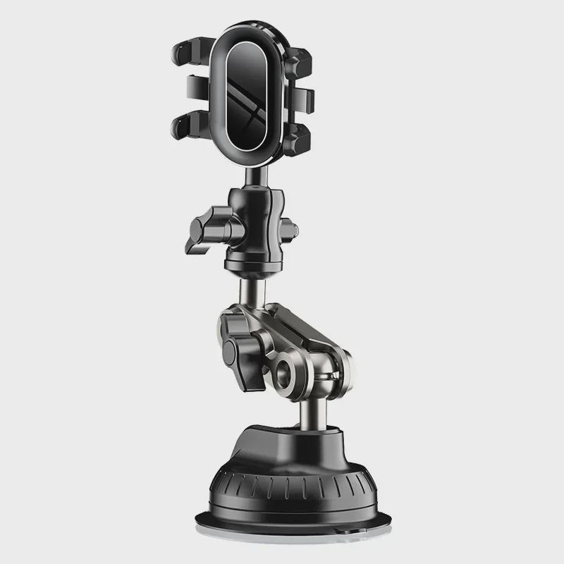 Two-in-One Car Phone Holder with Strong Suction Cup and Multi-Angle Aluminum Clip
