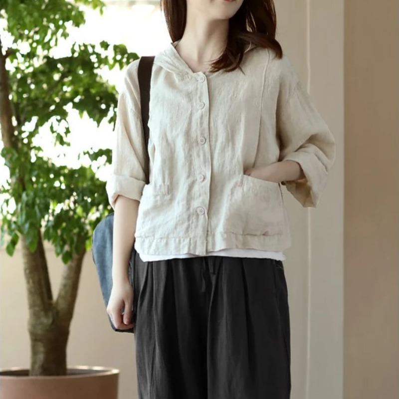 Jackets Women Vintage Loose Casual Solid All Match Spring Sunscreen Thin Breathable Japaneses Literary