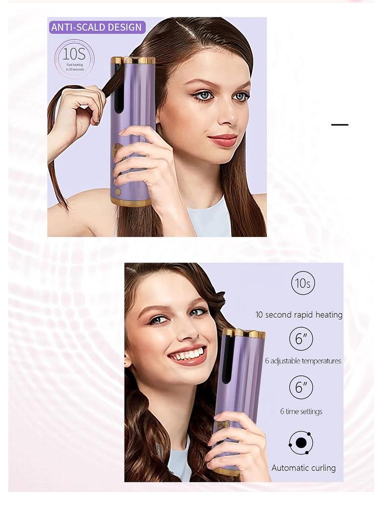 Wireless Portable Automatic Curling Iron – Negative Ion, Hair-Safe, for Big Waves