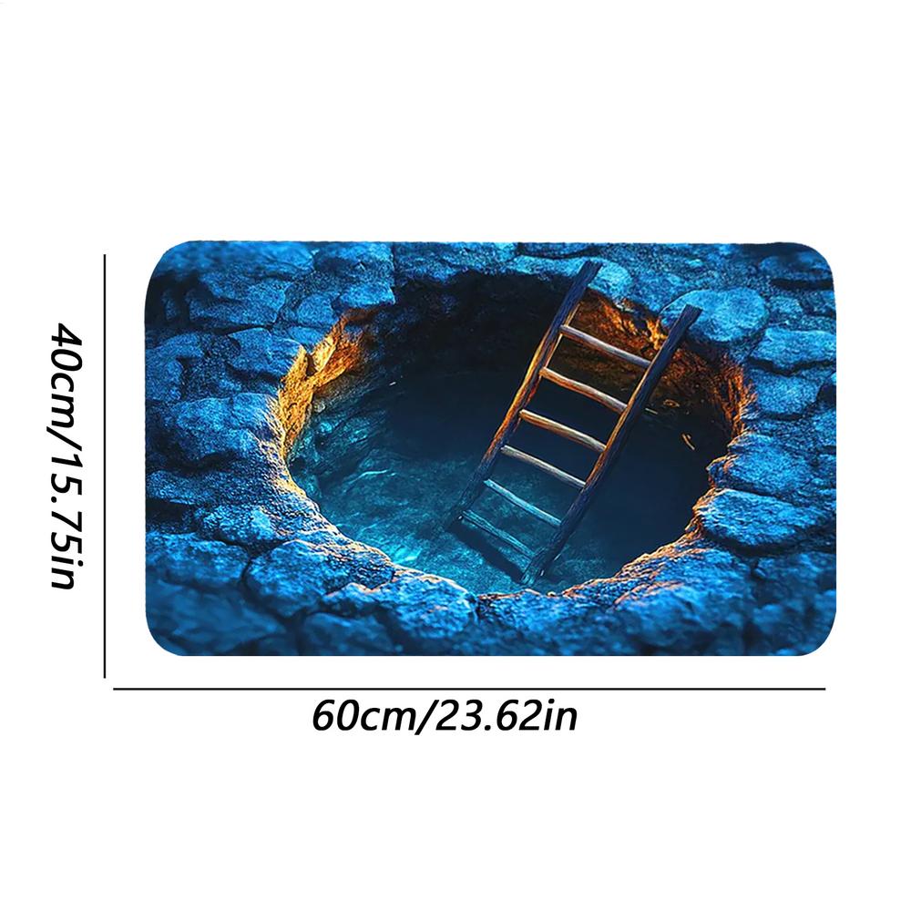 

Illusion Rug Non-slip Doormat 3D Hole Rug for Entrance Kitchen Bathroom Indoor Halloween Porch Decorations