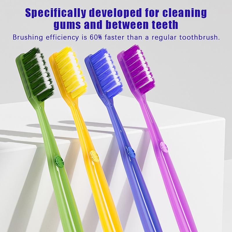 Extra-Long Brush Head Antibacterial Soft Bristle Toothbrush With Non-Slip Handle And Suction Cup Base Upright Design