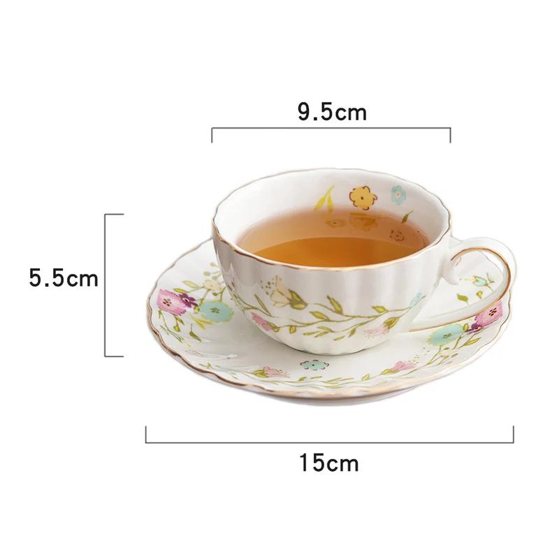 Nordic Ceramic Coffee Mug Afternoon Tea English Pumpkin Cup Set Handmade Floral Mug with Floral Patterns Black Tea Cup