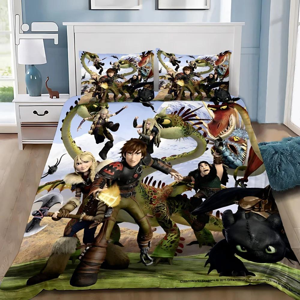 Duvet Cover Pillowcase Bedding Set Funny T-Toothless Adult Boy Girl Bedroom Decoration Children Gift Single Double Large Size