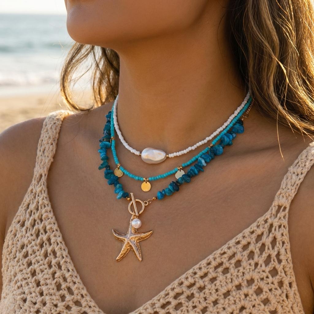 Bohemian Ocean Shell Faux Pearl Pendant Necklace Summer Beach Vacation Choker Fashion Jewelry