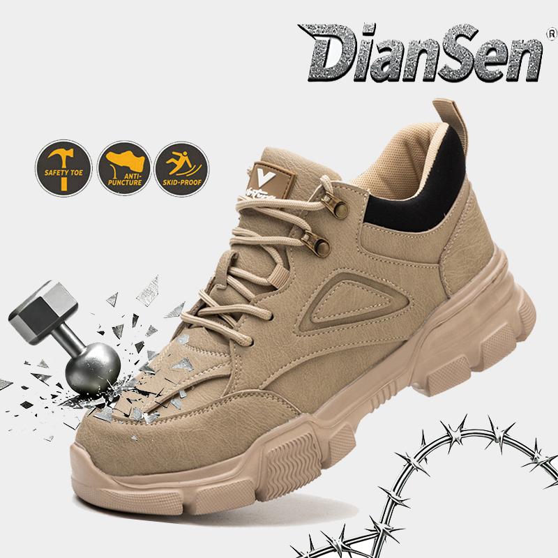 Men Lightweight Steel Toe Sneakers Anti-Puncture Safety Shoes Non-Slip Low Top Safety Footwear for Warehouse & Logistics Work