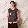 CHUYU Vintage Contrast Trim Crew Neck Embroidered Knit Vest