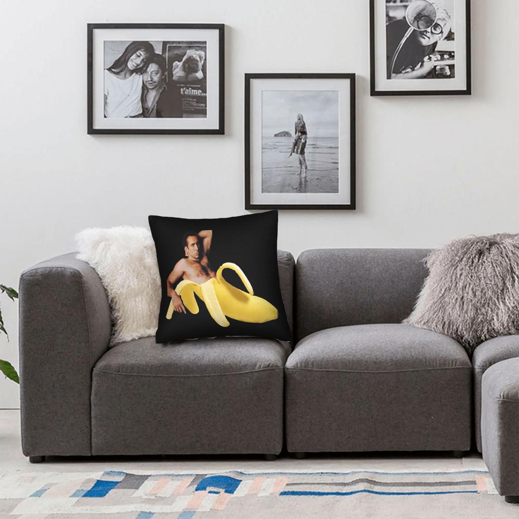 Kussensloop Grappig N-Nicolas C-Cage Banaan Zacht Kussenhoes Voor Woonkamerstoel Schattig Grappig Kussenslopen