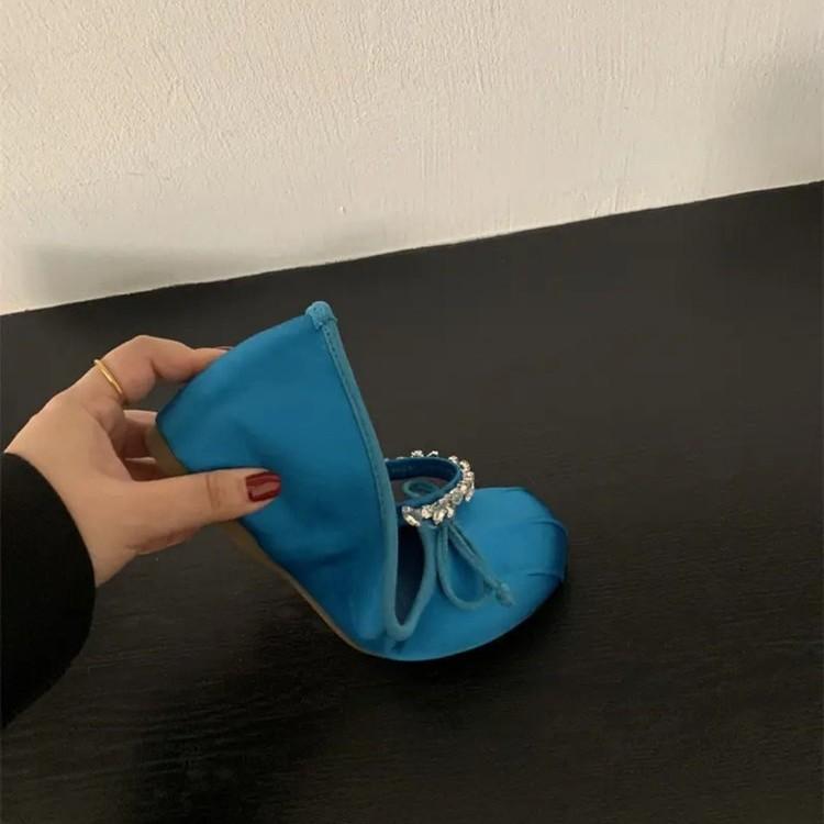 [Armano] French Rhinestone Word Belt Mary Jane Shoes Women's Ballet Shoes Spring and Summer with Skirt Single Shoes Women