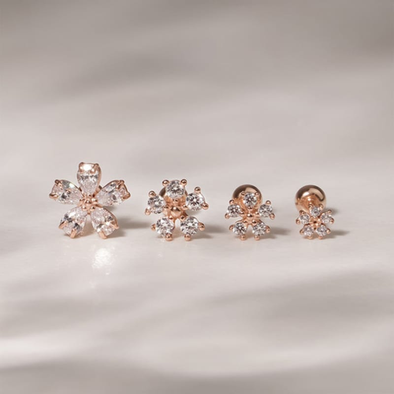 

JEWNEL 14K Flower Modern Piercing Earrings rosegold (4 sizes) Piercing (1 piece) - S (3mm)